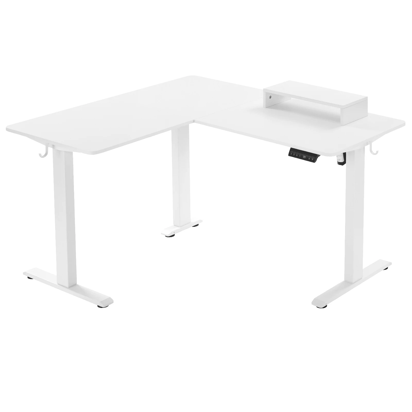 Tavolo angolare elettrico da scrivania Sit Stand a forma di L 140x120 cm Scrivania per computer regolabile in altezza con 4 controlli di memoria Supporto per monitor
