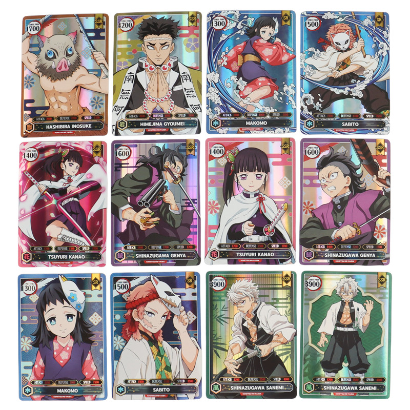 50PCS Demon Slayer การ์ดภาษาอังกฤษรุ่น SSR การ์ด Ultra Rare การ์ด Tanjirou Kamado Nezuko คอลเลกชันตัวละครการ์ด