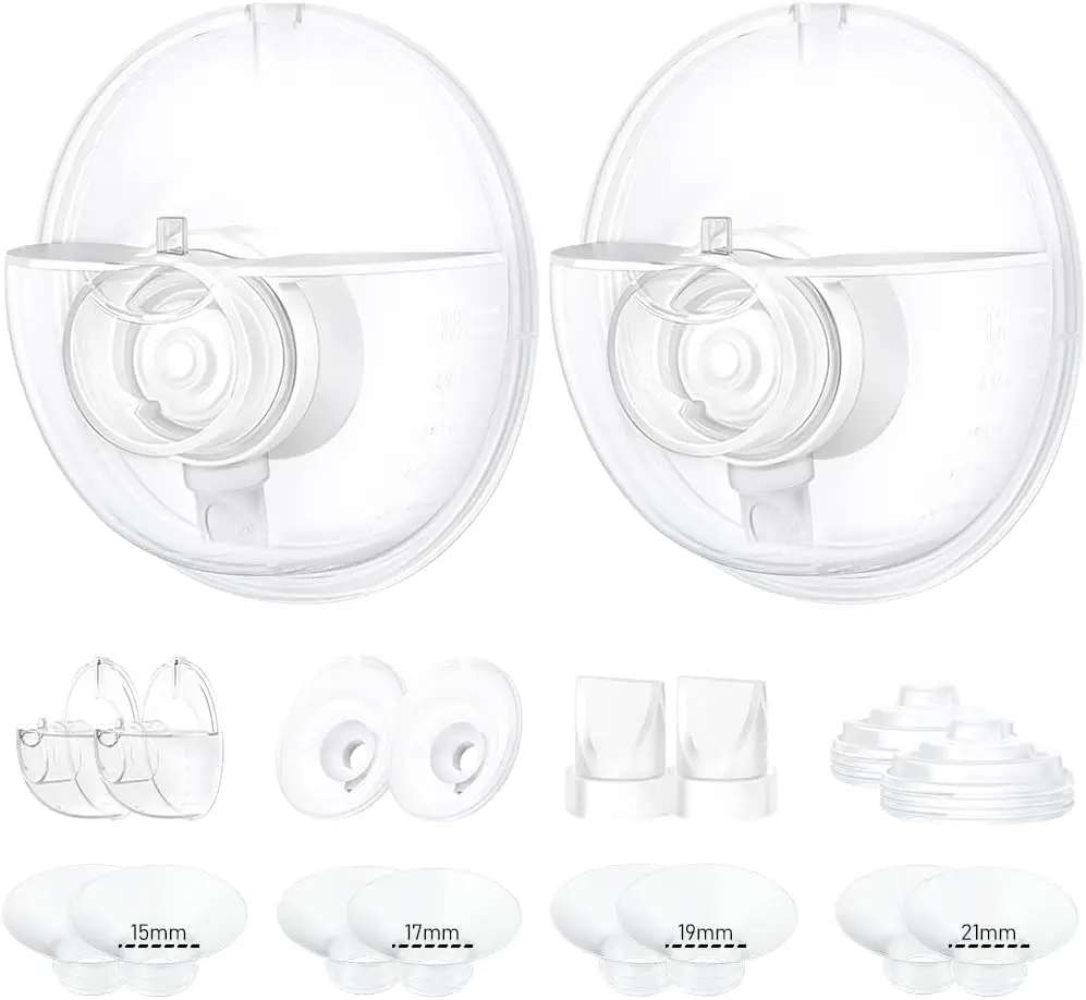 Conjuntos completos de copo coletor de 24 mm e inserções de flange compatíveis apenas com acessórios de substituição de bomba tira leite Momcozy M5