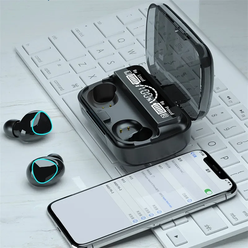 M10 TWS słuchawki Bluetooth 3500mAh etui z funkcją ładowania bezprzewodowe słuchawki z mikrofonem 9D Stereo sportowe wodoodporne słuchawki douszne