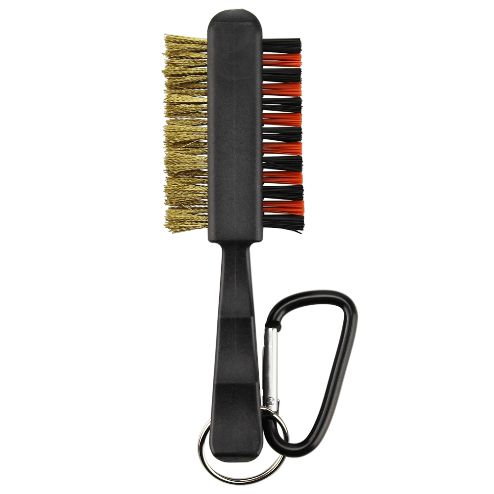 Golf Brush Golf Club Head Cleaning Brush Double Side Brass Nylon Golf Groove Cleaner with Keychain Drop Ship
