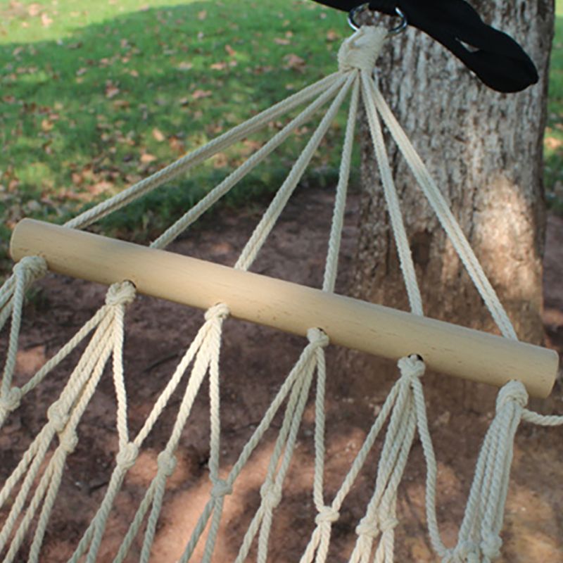 Mesh Cotton Rope Hammock com varas de madeira, Camping ao ar livre pendurado cama, Dormir Swing, Casa cadeira pendurada interior