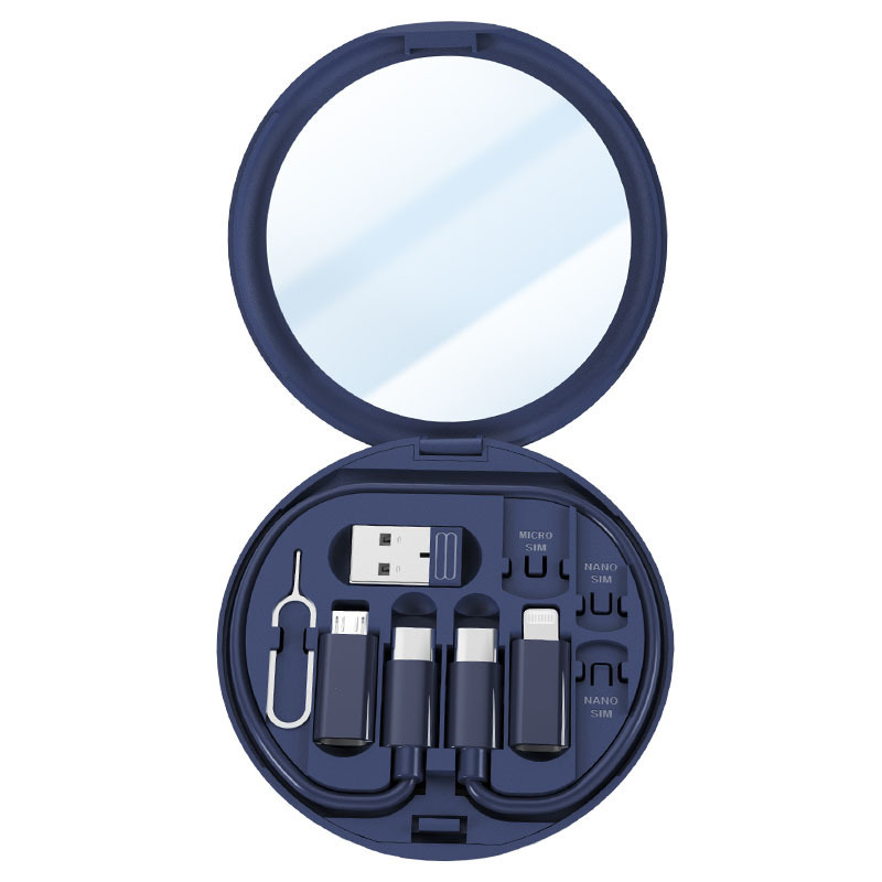 60W Multi 4-in-1 Fast Charging Data Cable Type-C USB-C Micro USB Lightning Charger Cord with Storage Box and Phone Holder