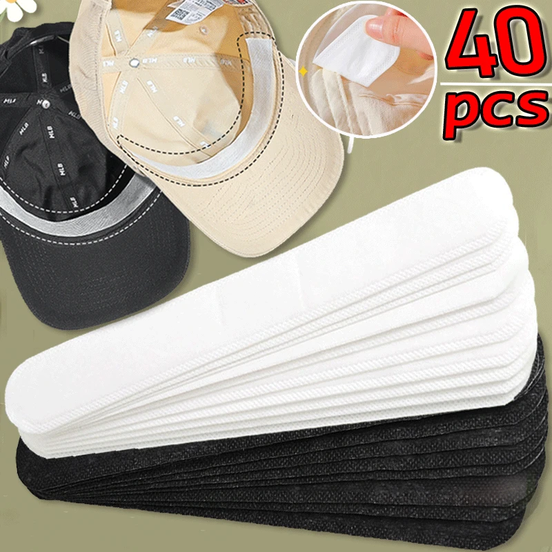 40 Uds sombrero pegatinas absorbentes de sudor gorra de verano bandas de forro banda para el sudor sombreros con visera reductor de tamaño adhesivo tiras absorbentes de sudor almohadillas