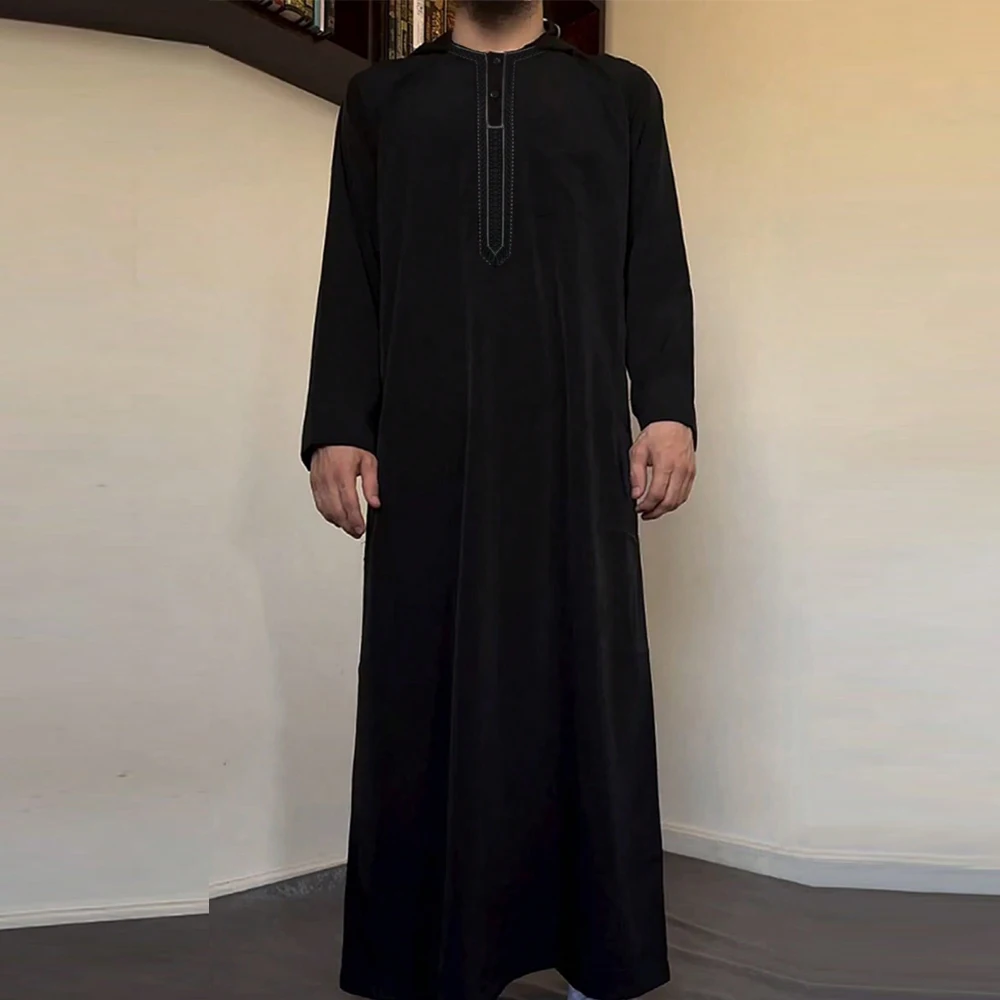 Robe de oração do ramadan, roupões muçulmanos bordados, mangas compridas, solto, thobe, estilo nacional, lazer, tradição, roupas árabes