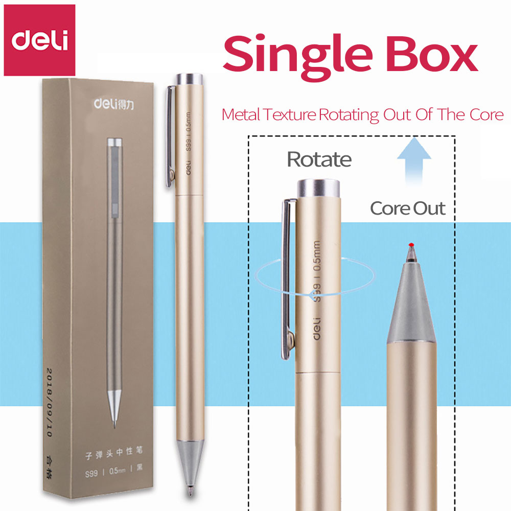 DELI Metall-Zeichenstift, 0,5 mm, Gel-Tintenstifte, goldene silberne Farbe, metallischer Schreibstift, Bürobedarf