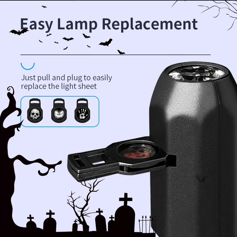 Proiettore USB di Halloween Luce Teschio Luce notturna Fantasma Lampada a LED Girevole a 360 gradi Modello commutabile Design Ambiente scuro e notturno