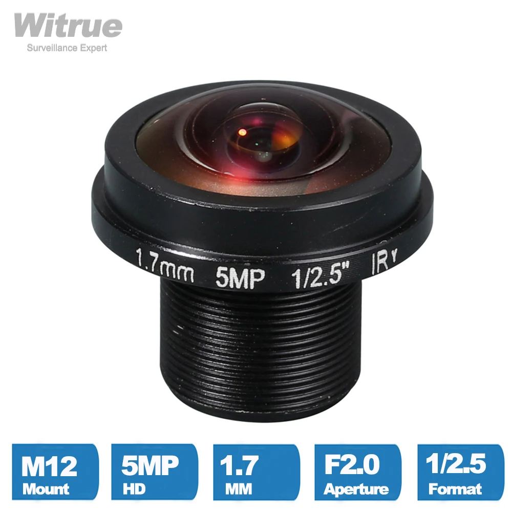 Witrue HD объектив для видеонаблюдения «рыбий глаз» 5 МП 1,7 мм M12 * 0,5 крепление 1/2,5 F2.0 180 градусов для IP-камер видеонаблюдения