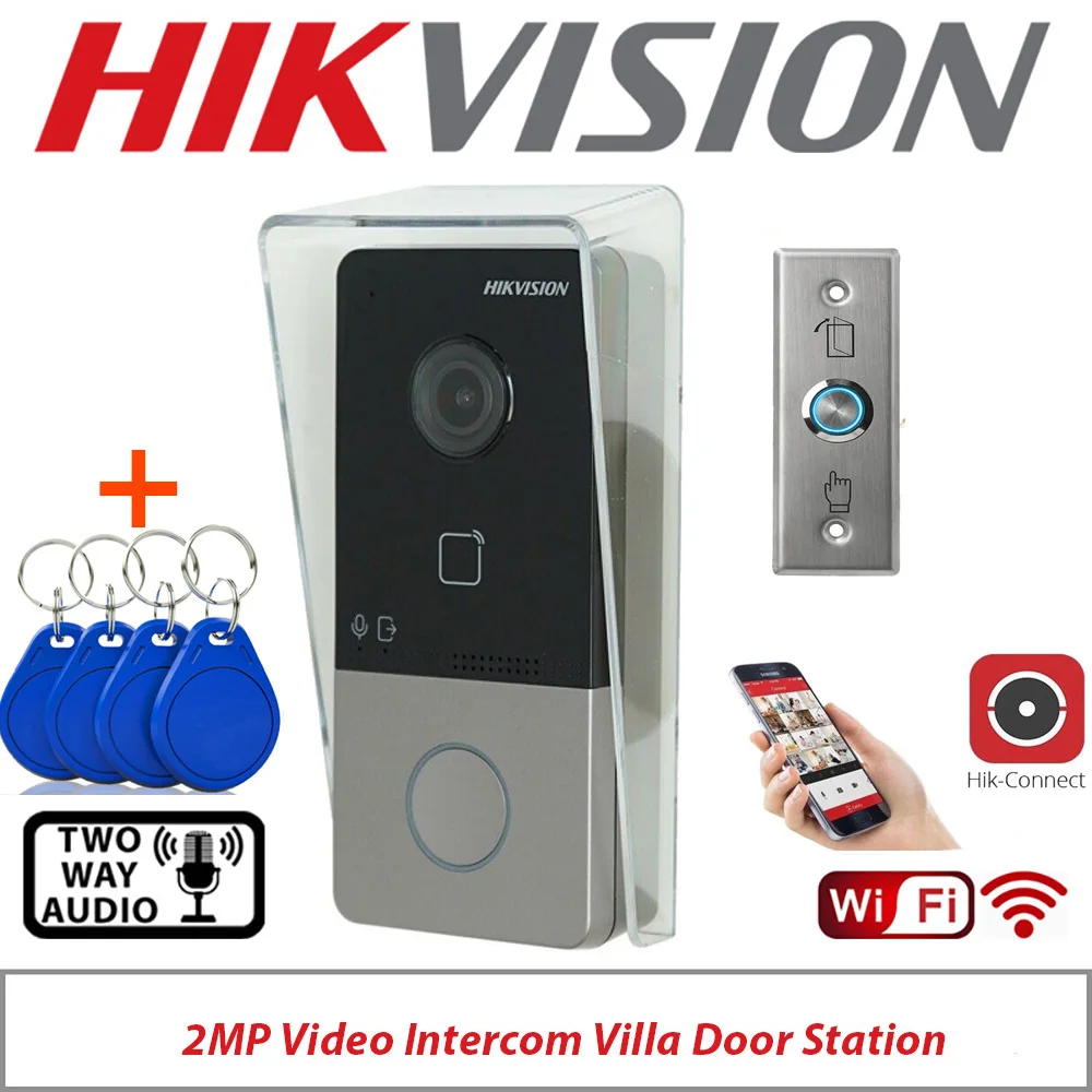 Оригинальный многоязычный DS-KV6113-WPE1(C) IP-дверной звонок, дверной звонок с Wi-Fi, дверной телефон, видеодомофон, водонепроницаемый, разблокировка IC-карты