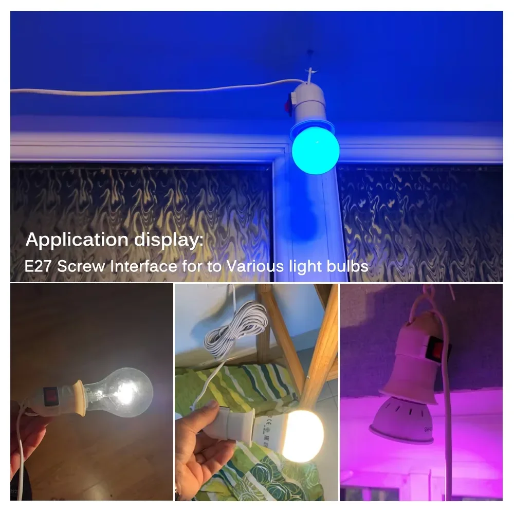 E27 Hanging Indoor Plants Light Holder Garden Lampholder With  Cable EU Plug with On/Off Switch Lamp Holder for Desk Light