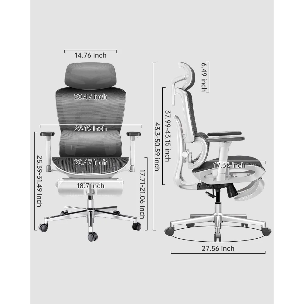 Ergonomic Office Chair with 3D Adjustable Armrests, Adjustable Lumbar Support High Back for Computer Chair, Big and Tall Mesh