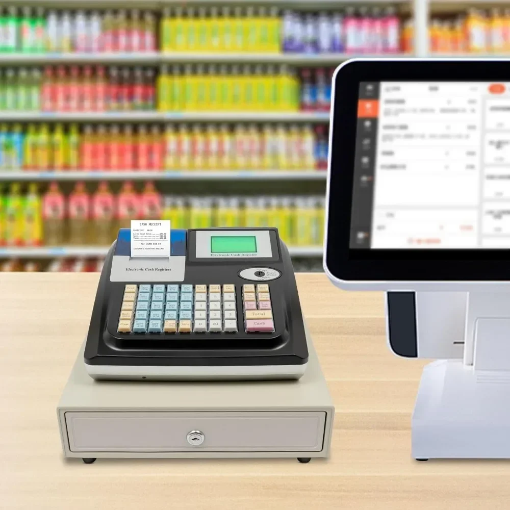 Elektronische kassa met kassalade en geïntegreerde bonprinter voor kleine bedrijven, supermarkten, winkelcentra