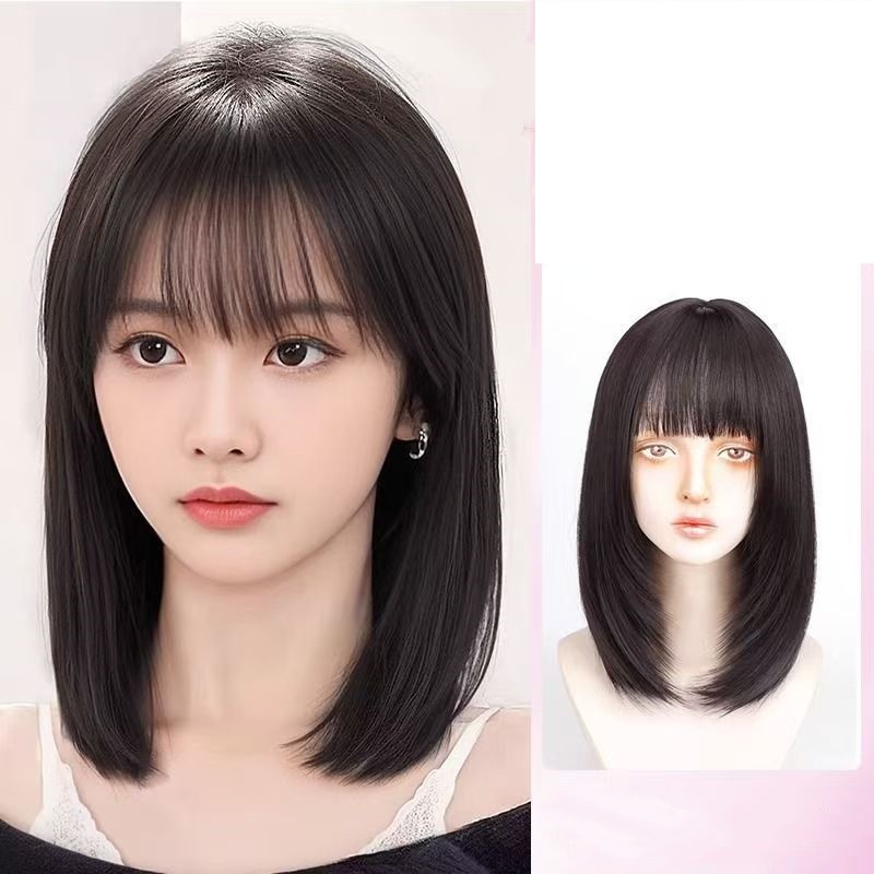 Synthetische pruik dames volledige hoofdset stijl natuurlijke imitatie menselijk haar sleutelbeen haar volledige hoofd pruik set