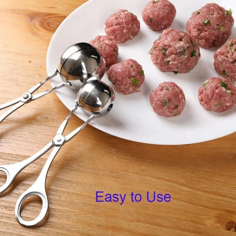 Herramienta para hacer bolas de carne, Clip redondo de acero inoxidable, cuchara moldeadora de bolas de arroz, molde para hacer albóndigas, utensilio de cocina relleno antiadherente