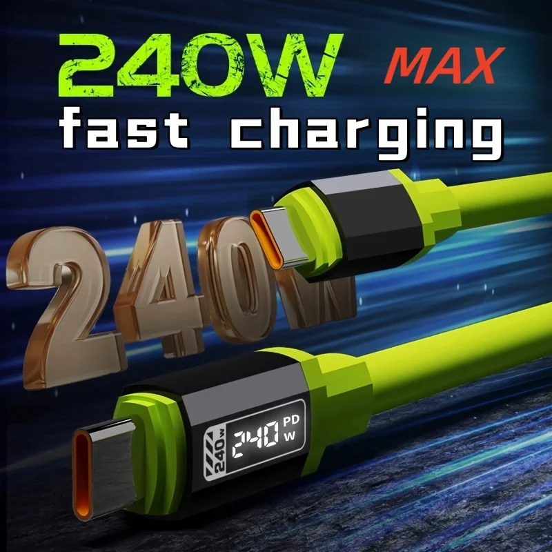 240W 1.5m Fast Charging USB Type-C To Type-C Cable with Real-Time Power Display for Huawei, Xiaomi, Samsung, OPPO, VIVO