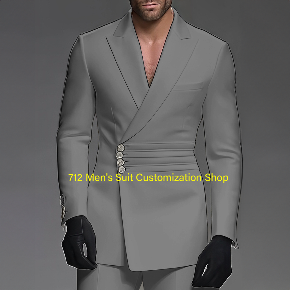 Knappe mannen Pak 2-delige Bruiloft Bruidegom Tuxedo Elegante Formele Outfit XS-5XL Custom Blazer Broek Mannen