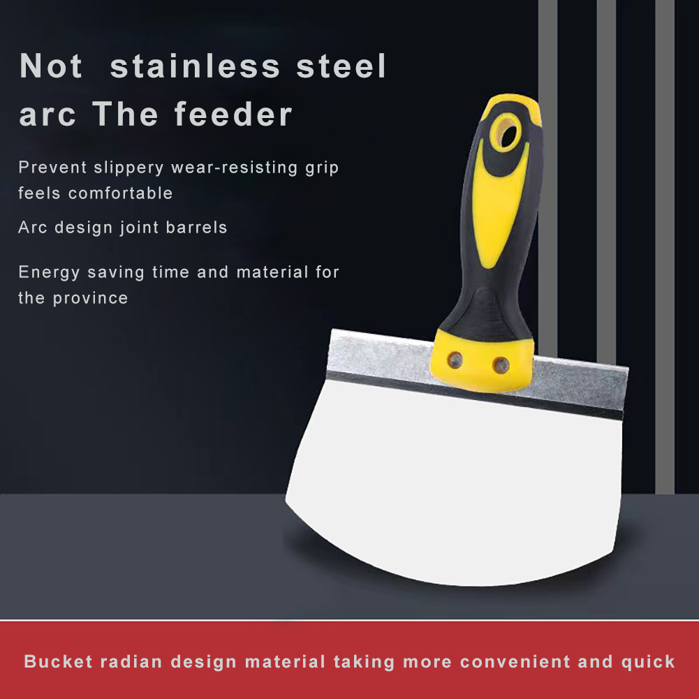 สแตนเลส Putty Knife สีผนังเกรียงพลาสเตอร์ Arc Ash Shovel สีฟีดบรรจุ Scraper ใบมีดไม้พายเครื่องมือก่อสร้าง