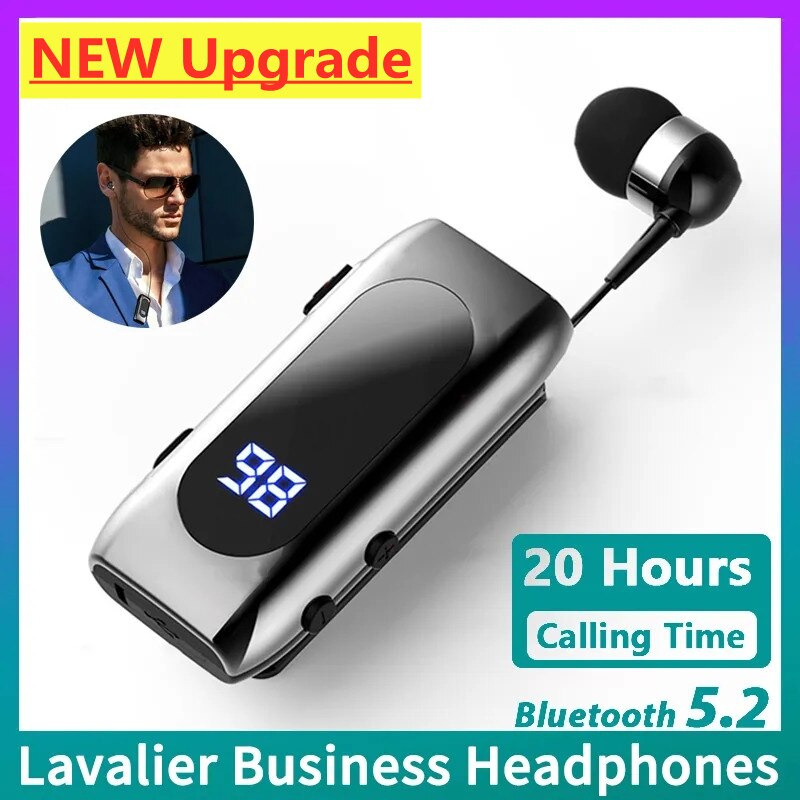 K55 Laval ier Business Bluetooth 5,2 Kopfhörer Talk/Musik zeit 20 Stunden, LED-Digital anzeige, Noice Cancel ling Wireless-Kopfhörer