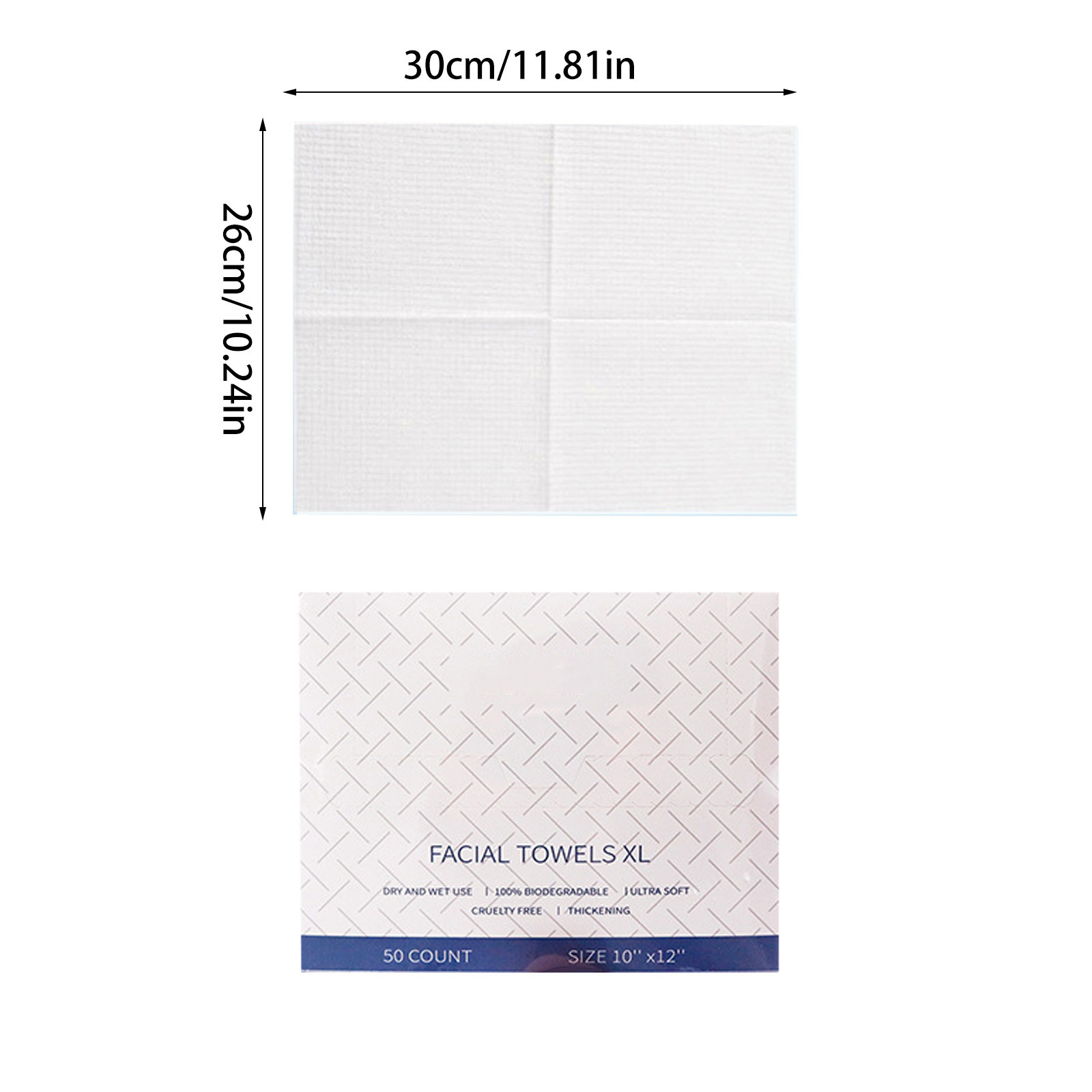 10x12 Inch Clean Towels  ,  Biobased Face Towel, Disposable Face Towelette, Makeup Remover Dry Wipes, Ultra Soft, 50 Ct, 1 Pack