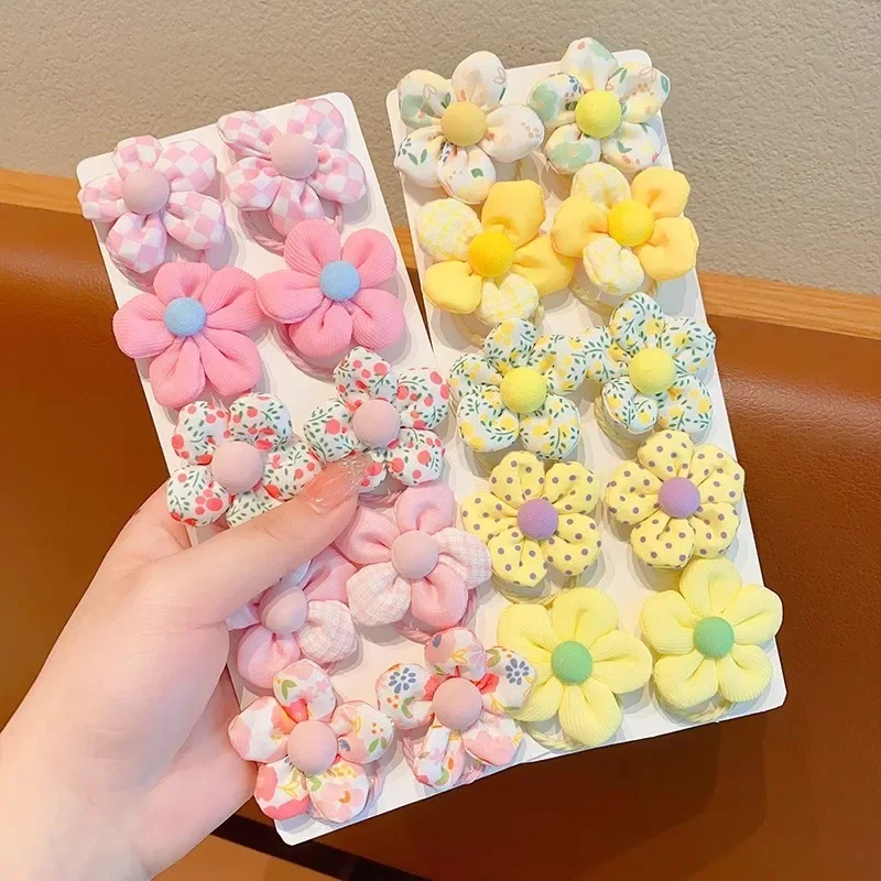 10 개/대 새 아기 소녀 귀여운 다채로운 꽃 헤어 밴드 포니 테일 홀더 Chilren 소프트 Scrunchies 고무 키즈 헤어 액세서리
