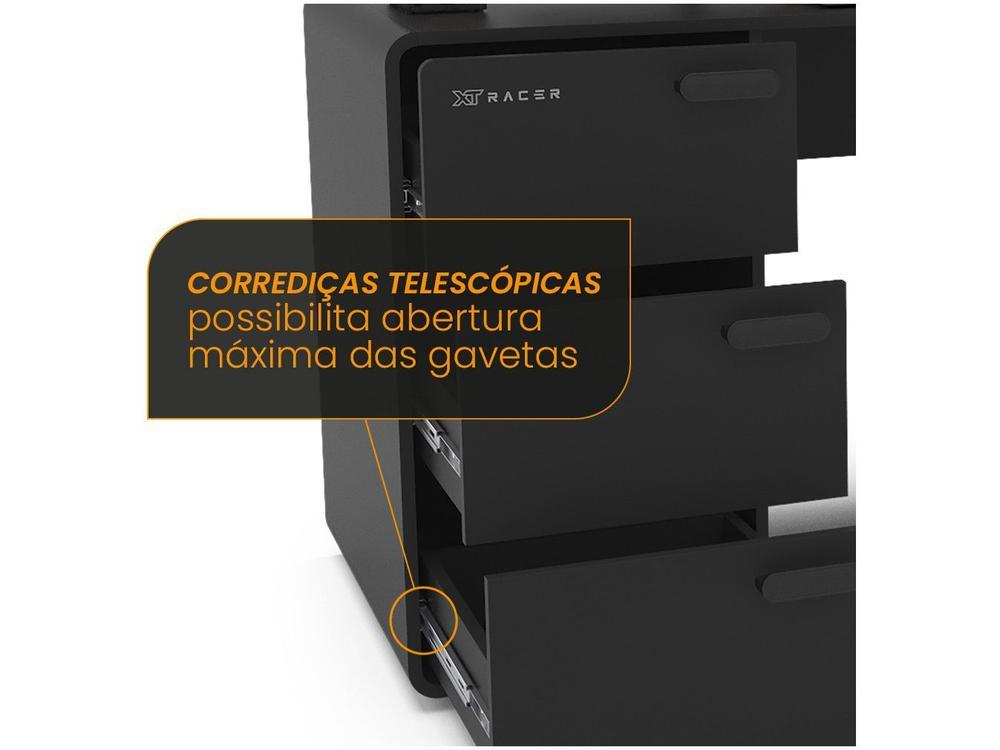 Mesa Gamer XT Racer Home Preto e Prata 3 Gavetas 1 Nicho
