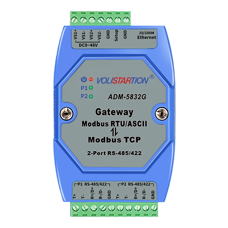 ADM-5832G Professionele Modbus Gateway Industriële Niveau 2 Poort Rs485/422 Modbus Rtu Om Modbus Tcp