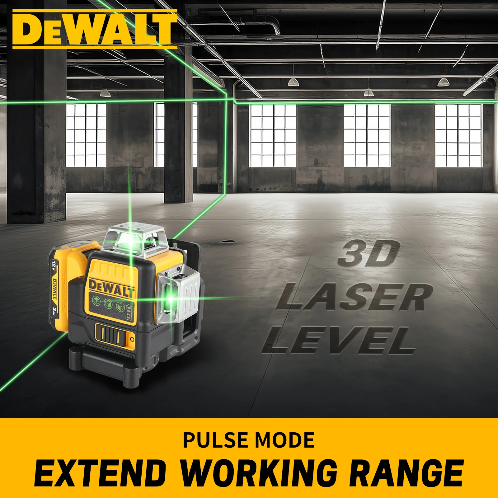 2025 Dewalt DW089LG 12 cables 3 lados 360 grados Vertical 12V batería de litio nivel láser