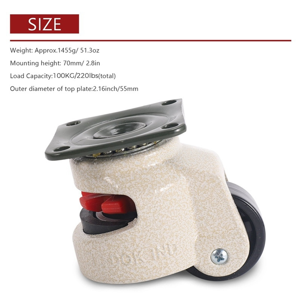 4 Pcs Retractable Leveling Casters Industrial Machine Swivel Caster Castor Wheel for Office Chair Trolley 220lbs Capacity GD-40F