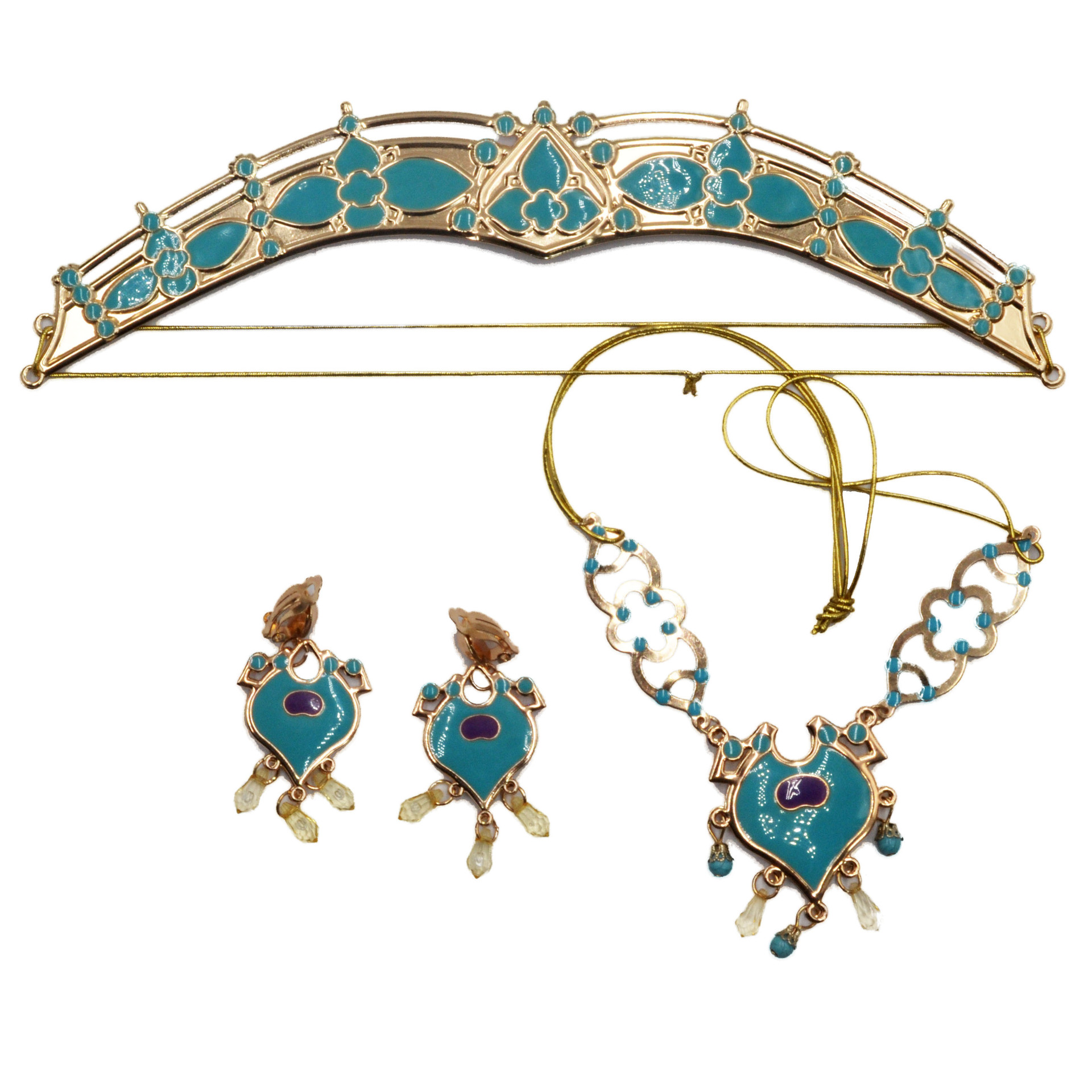 Nouveau Aladdin boucle d'oreille princesse Jasmine boucles d'oreilles collier coiffe de tête bijoux faits à la main boucle d'oreille Clips princesse habiller bijoux