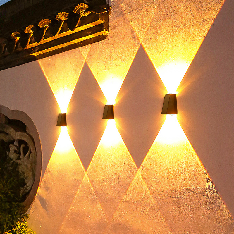 2leds luzes solares ao ar livre, iluminação atmosfera à prova dwaterproof água, lam de parede decorativa para jardim quintal varanda passarela acampamento deco