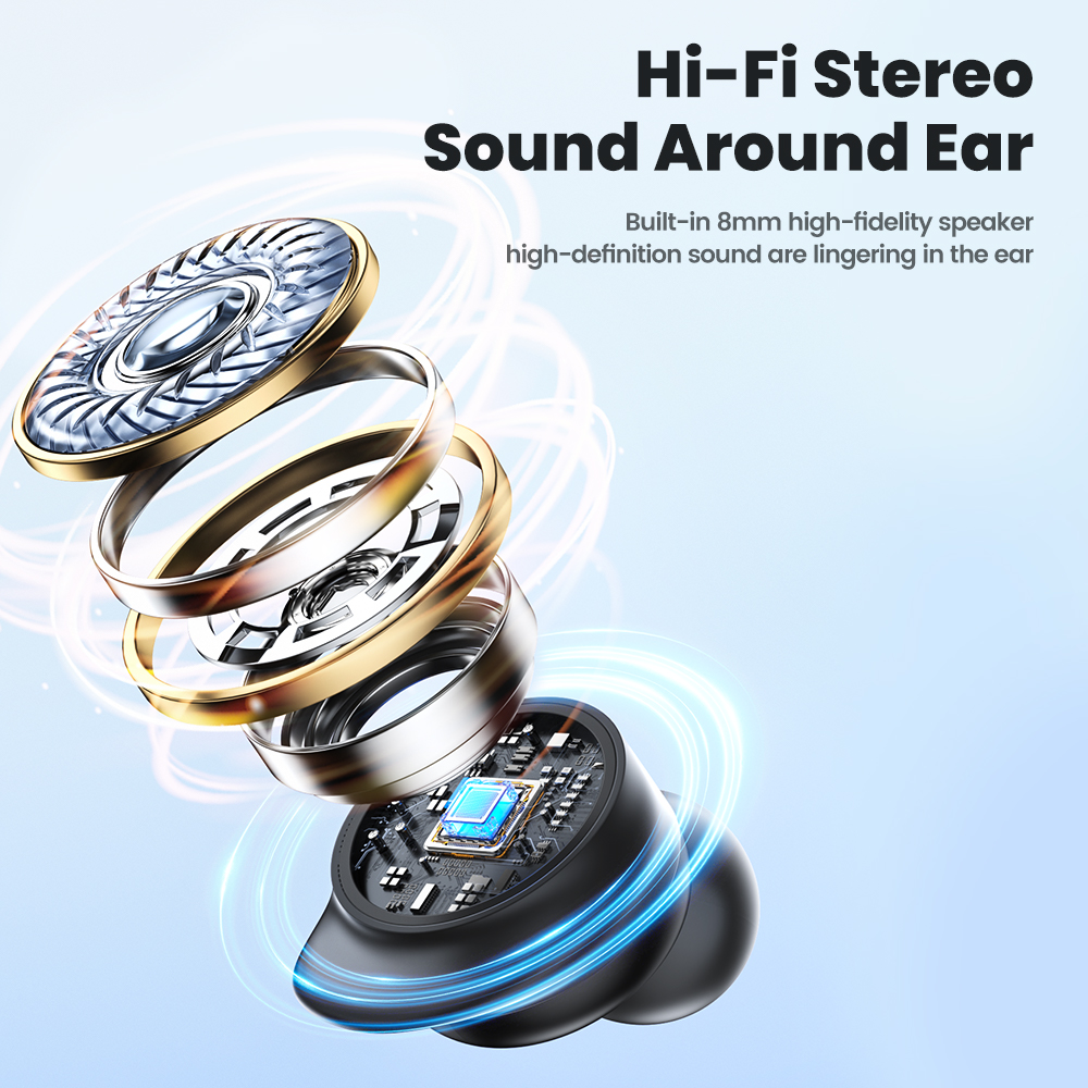 Toocki EJ06 TWS Bluetooth Earphones Wireless Headphones Blurtooth V5.2 Mini In-earbuds Touch Control With Mic for Phone Andriod