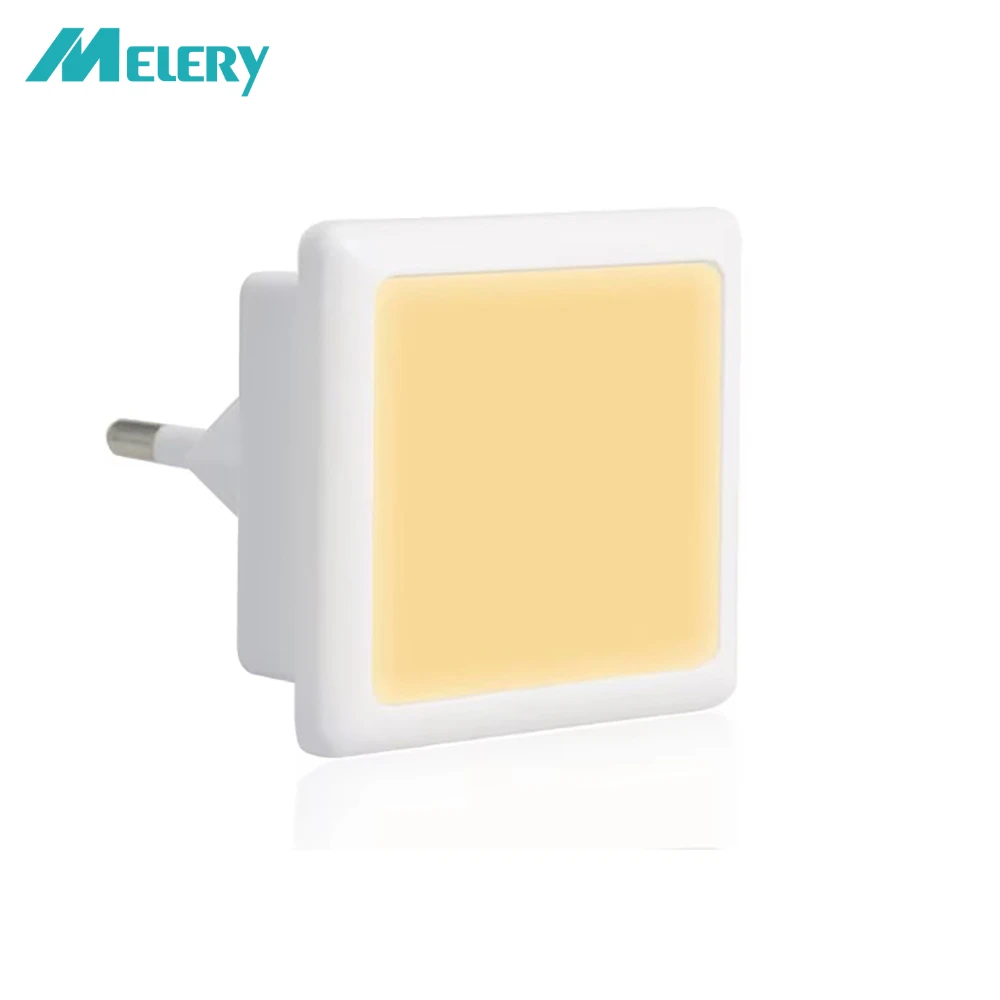 Melery-luz LED nocturna con Sensor crepuscular, 0,3 W, blanco cálido, 3000K, 40lm, enchufe europeo, lámpara de 230V, mesa para niños, hogar, escaleras, pasillo