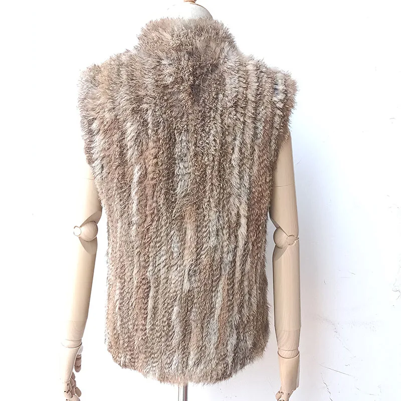 Frauen Frühling gestrickt echte Kaninchen fell Weste Mode Luxus Echtpelz Weste ärmellose weibliche Natur fell Weste