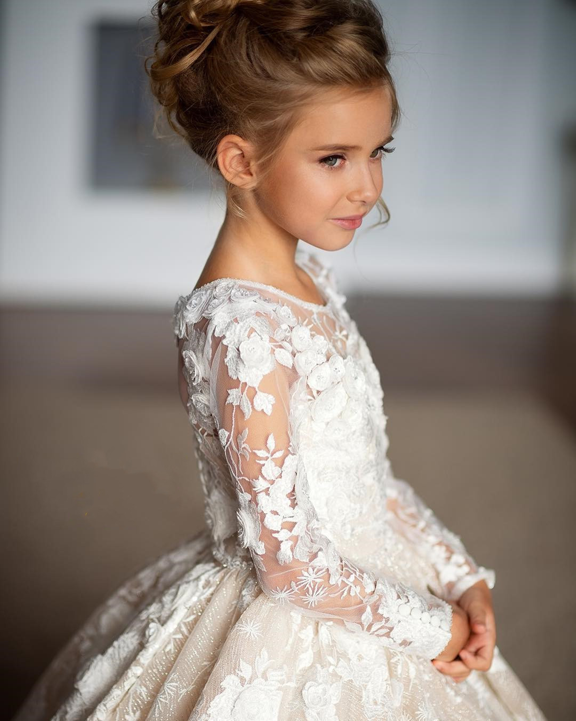 Blume Mädchen Kleid Beugt Kinder Erste heilige Kommunion Kleid Prinzessin Formale Tüll Ballkleid Hochzeit Party