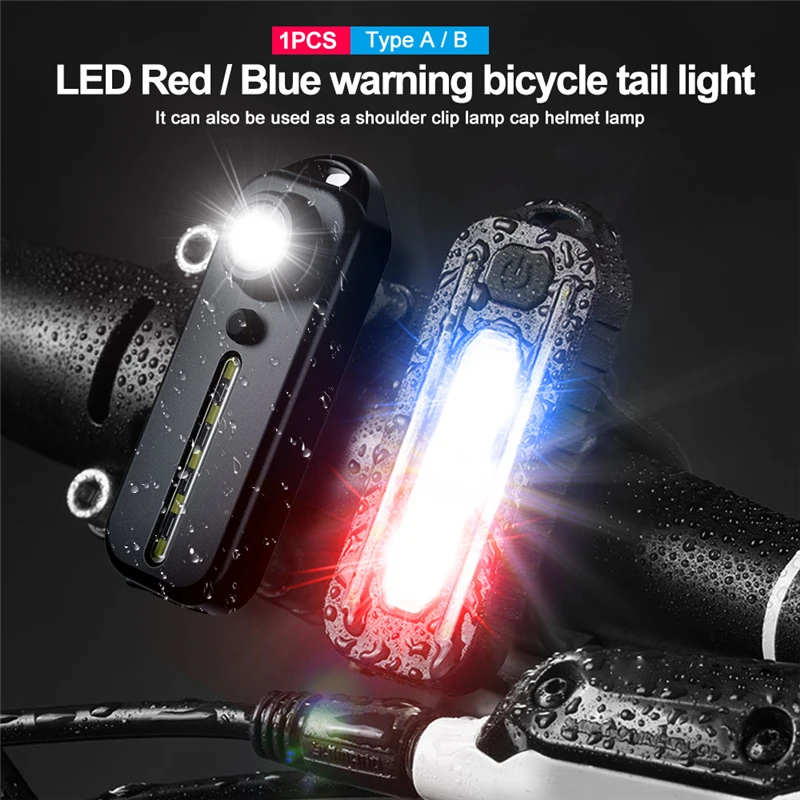 LED Red Blue Shoulder Police Light with Clip USB Charging Flashing Warn Safety