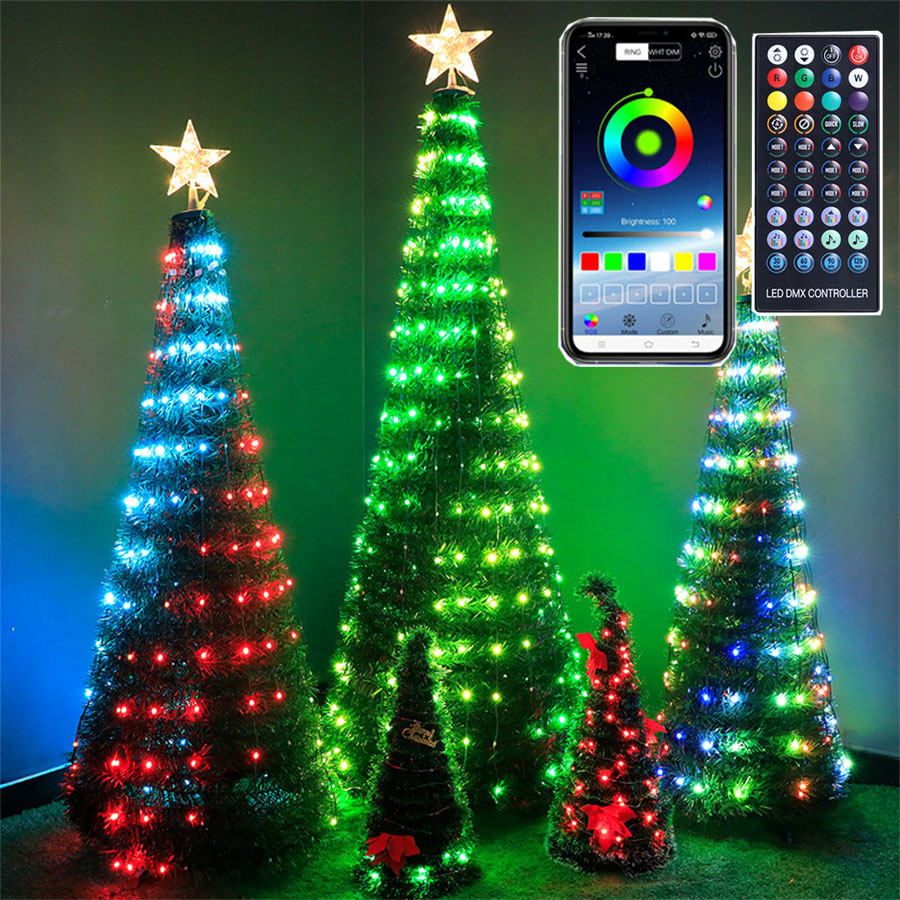 20m 200led intelligente App-Steuerung Weihnachts baum Lichterketten im Freien USB-Fernbedienung bt rgb Fee Licht Girlande für Hochzeit Party Dekor