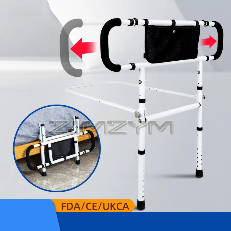 Foldable Bedside Armrest Elderly Adults Safety Non-Slip Covers Senior Bed Rails Fall Prevention Guard With Adjustable Handle