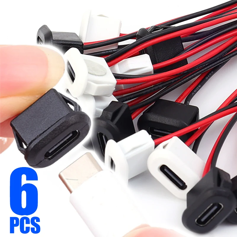 6/2 шт. гнездовой 2-контактный USB-разъем типа C, водонепроницаемый с гнездом, разъем для быстрой зарядки, порт для зарядки, вилка зарядного устройства USB-C