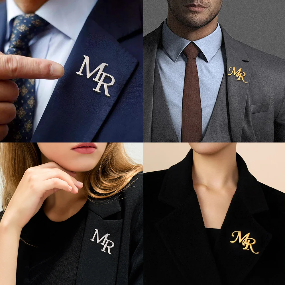My Shape Benutzer definierte Initialen Brosche für Herren anzug für lässigen Pullover Mantel personal isierte Buchstaben Stifte Abzeichen Typenschild Brosche Schmuck