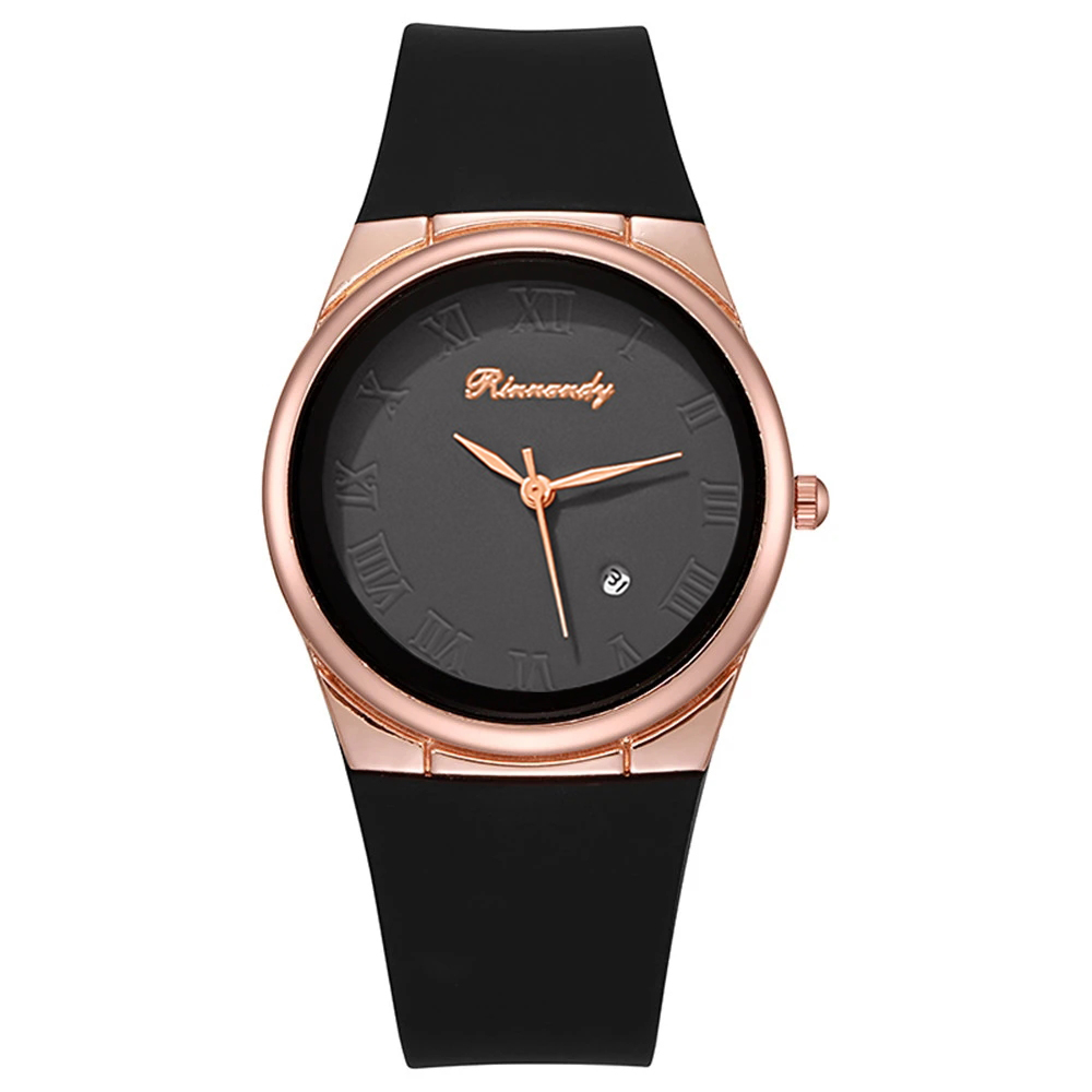 Mode Eenvoudige Romeinse cijfers Kalender Dames Sport Quartz Horloge Casual Dames Siliconen Pin Gesp Klok Polshorloge