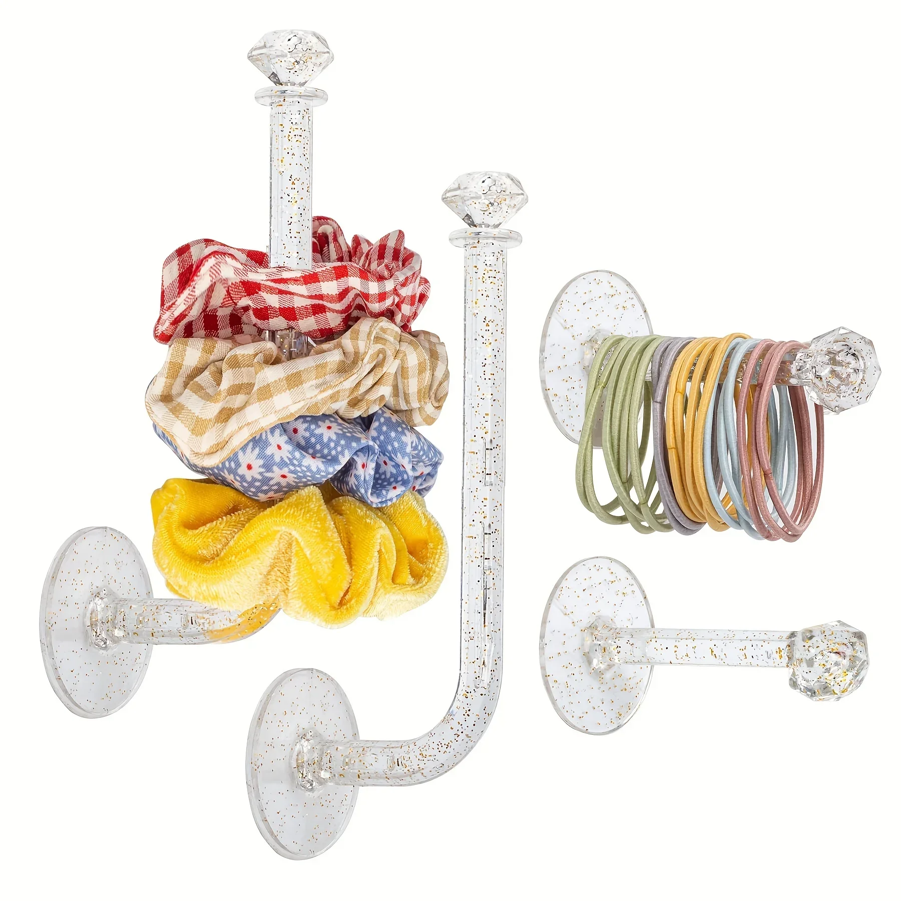 4 Stück Stirnbandhalter, Scrunchie Organizer Ständer, Haarschmuck Organizer Aufbewahrungsregal für Stirnband Haarband Haargummis, transparent