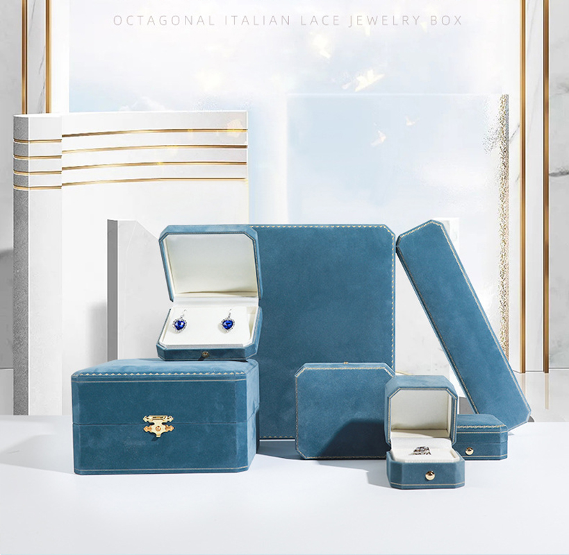 New Octagonal Jewelry Organizer Box for Earrings Ring Pendant Necklace Bracelet Storage Flannelette Vintage Gift Packaging Box