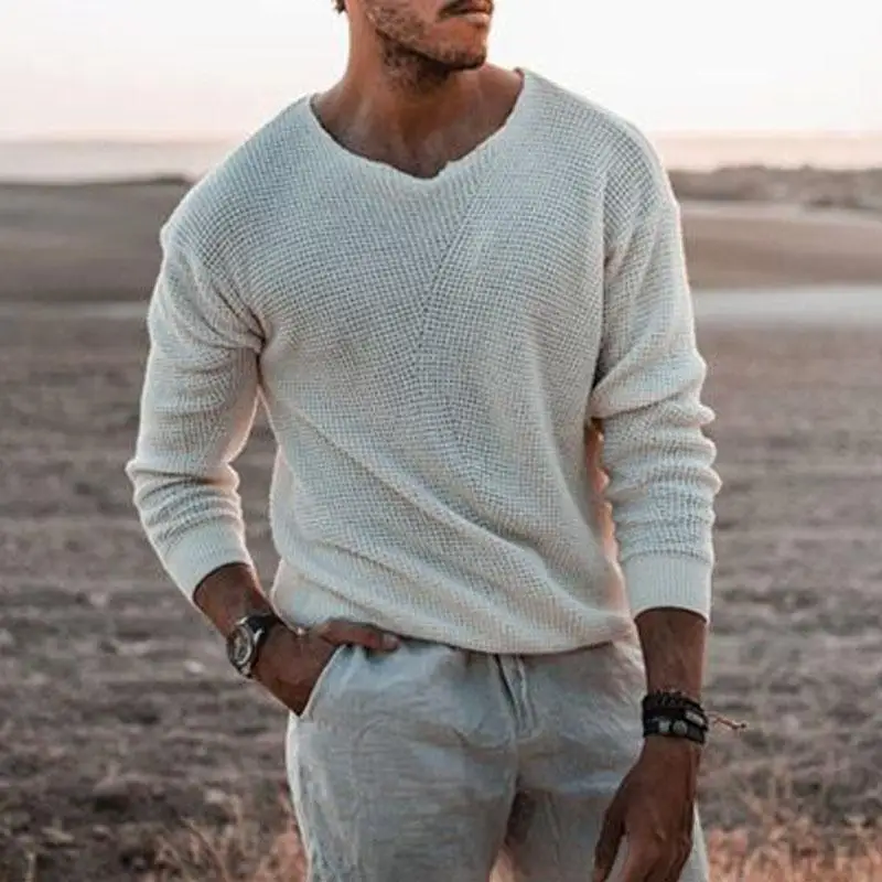 Europäische und amerikanische Mode Herren Strickpullover Lässiger lockerer Pullover V-Ausschnitt Langarm Pullover Pullover Plus Size Jacke