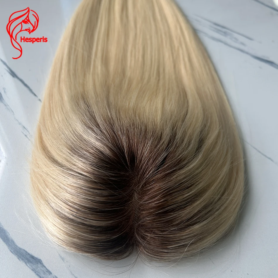 Hesperis-Topper Racine Brune pour Femme, Cheveux Vierges Humains, Base Mono, 5x6 ", Cheveux Amincissants, Fait à la Main, réinitialisation In Ha, #613