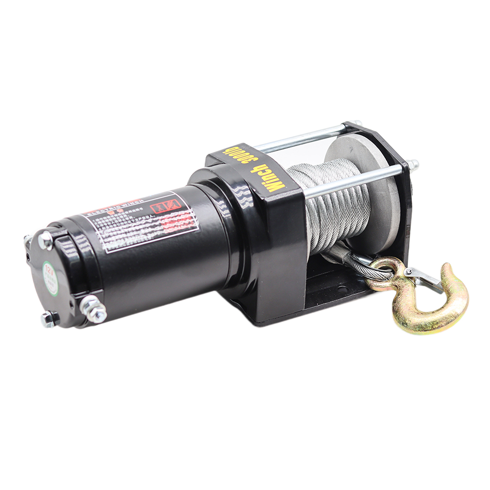 Cabrestante eléctrico para vehículo, grúa de autorescate, Control remoto inalámbrico, 3000 libras, 12V, 24V