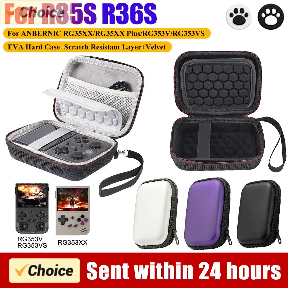 Estuche de transporte duro para R35S R36S, bolsa de almacenamiento de viaje antiarañazos y a prueba de golpes con bolsa de malla y correa de mano para Anbernic RG35XX/V/VS