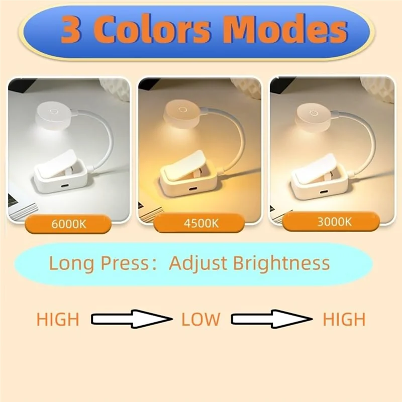 ABSS-Lights Forreading Inbed At Night Recarregável Livro Luz Clipe Onnight Reading Light Forbook