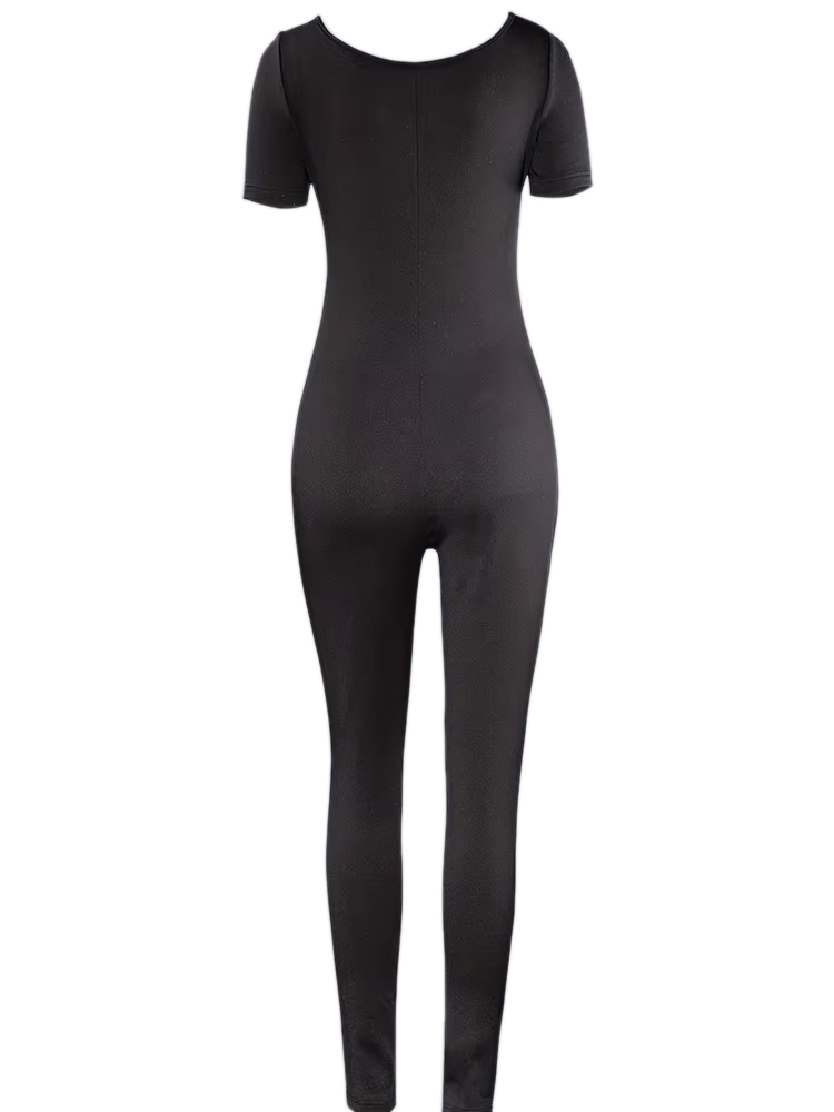 2025 primavera e verão nova feminina de uma peça de manga curta cor sólida sexy magro uma peça moda atividade rua terno de uma peça