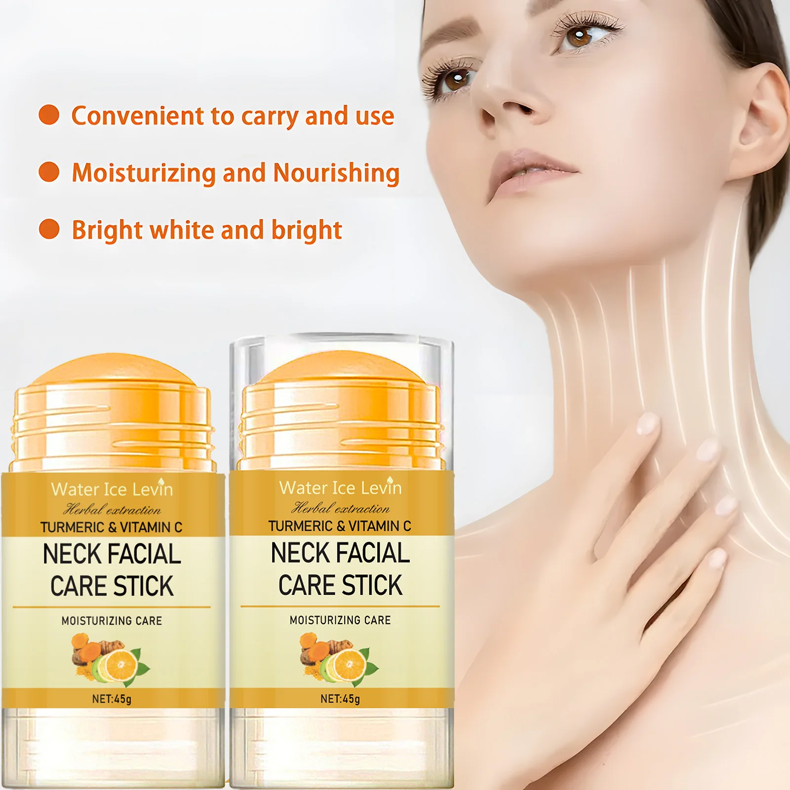 Kurkuma und Vitamin C Hals Gesichtspflege Faltenlinien Lifting Whitening Straffen Sie das Doppelkinn Anti-Age-Verjüngung Hautpflegeprodukt
