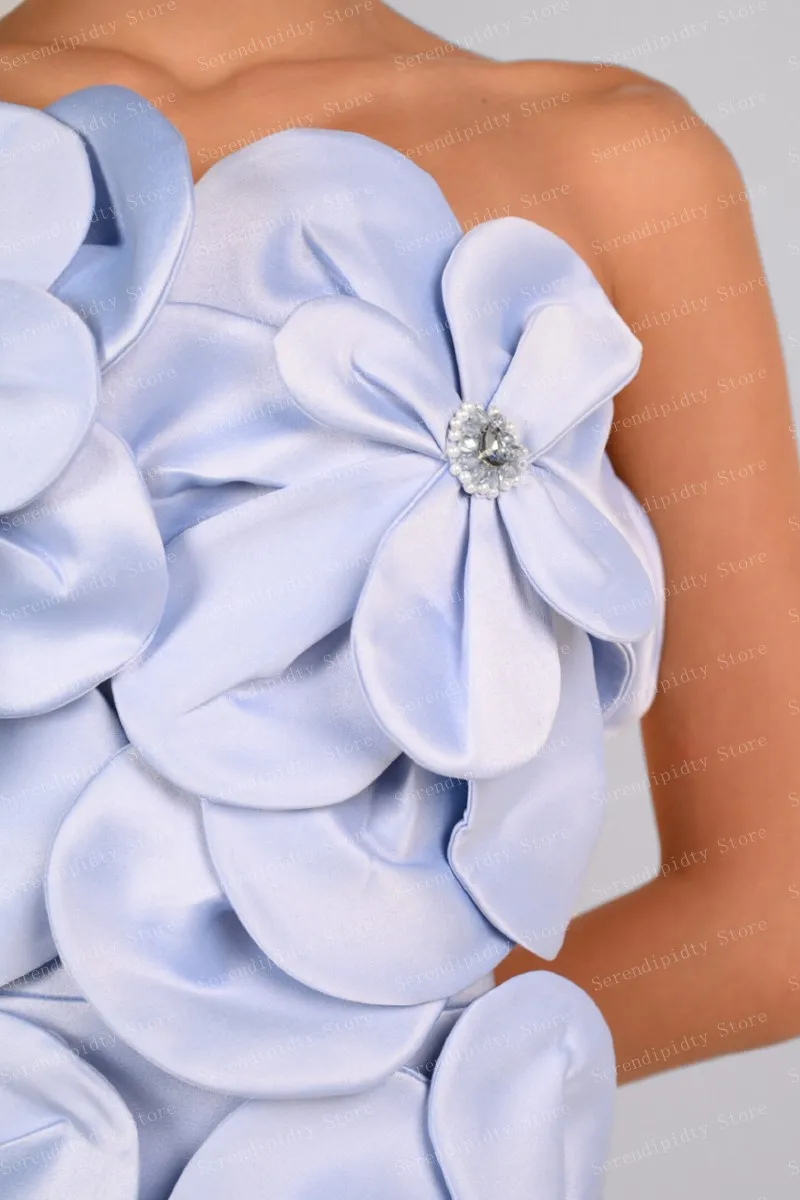 Vestido de noite de luxo com design floral sem alças com enfeite de pedras preciosas – perfeito para uso formal e ocasiões especiais